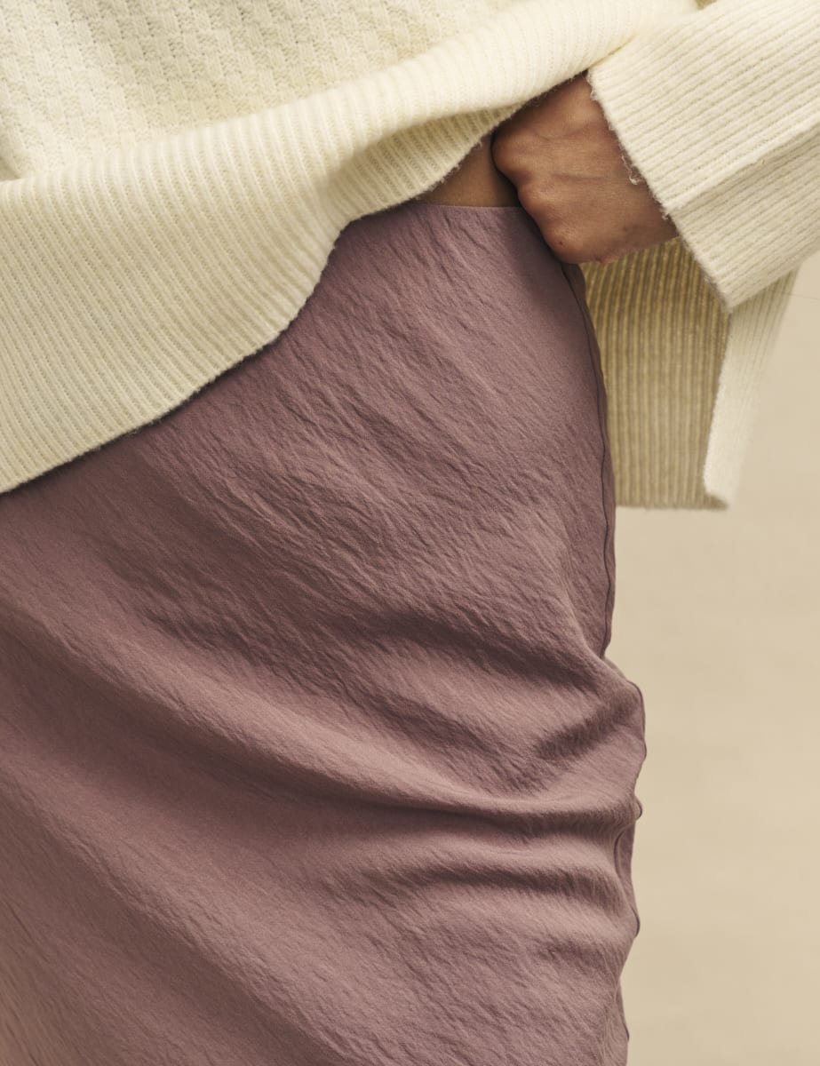 Dusky Pink Mila Slip Midi Skirt