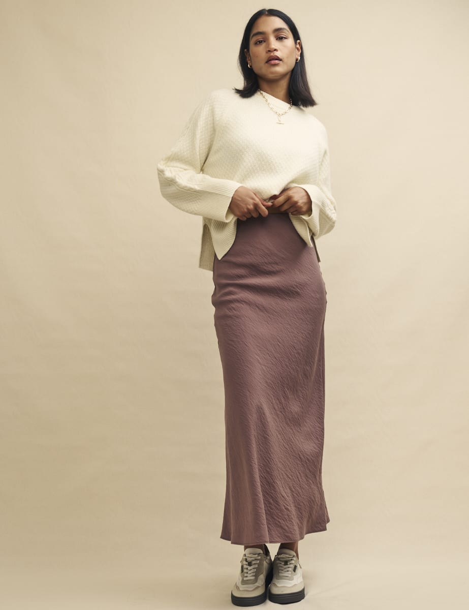 Dusky Pink Mila Slip Midi Skirt