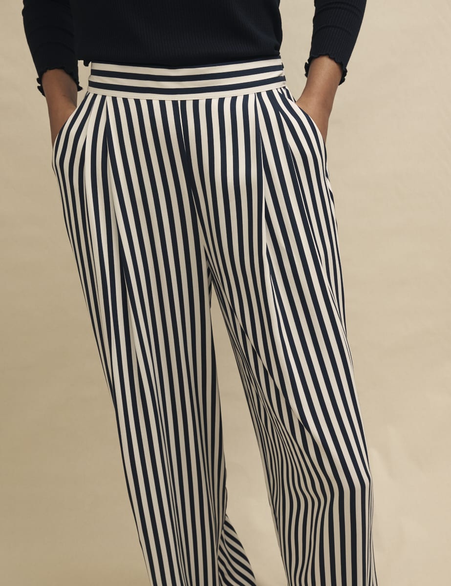 Black and White Full Length Wide Leg Zeena Trousers