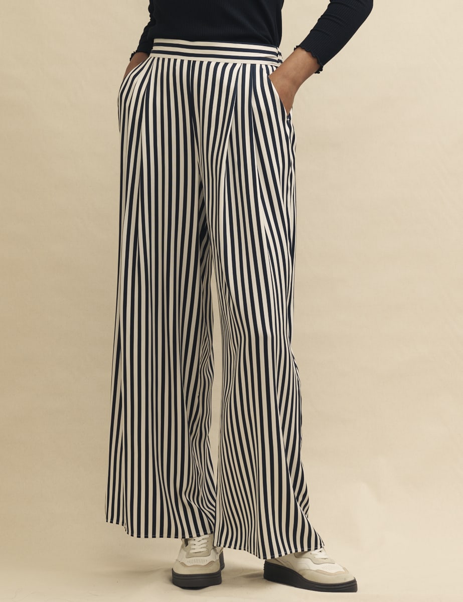 Black and White Full Length Wide Leg Zeena Trousers