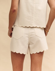 Fearne Cotton Denim Cream Scallop Trim Shorts