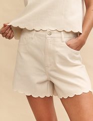 Fearne Cotton Denim Cream Scallop Trim Shorts