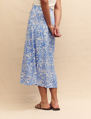 Blue Printed Button Down Sadie Midi Skirt