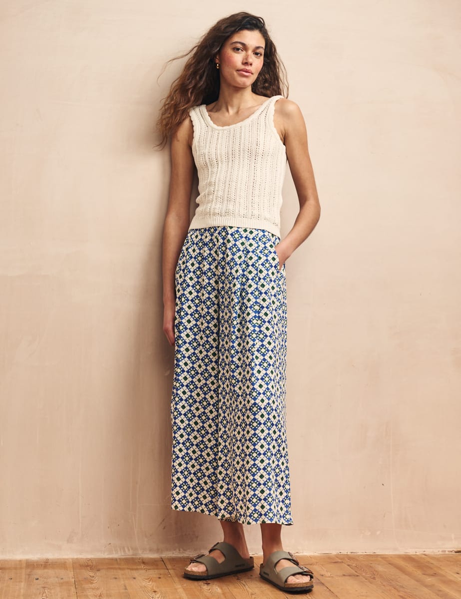 Blue Tile Print Zeena Trousers