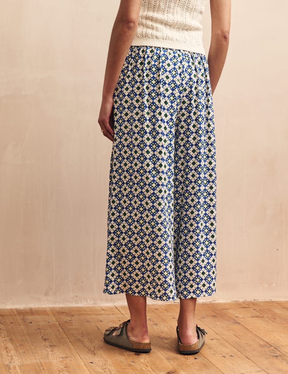 Blue Tile Print Zeena Trousers