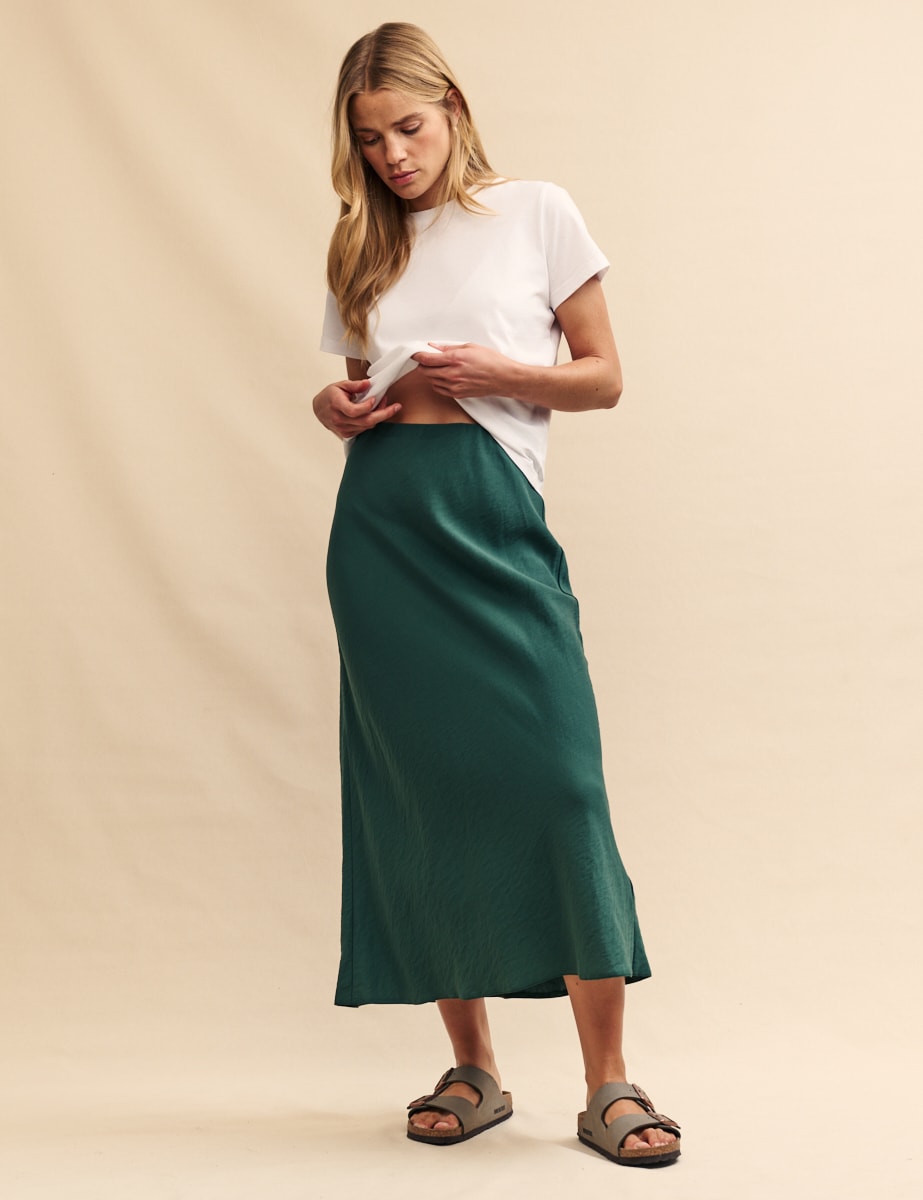 Green Slip Mila Midi Skirt
