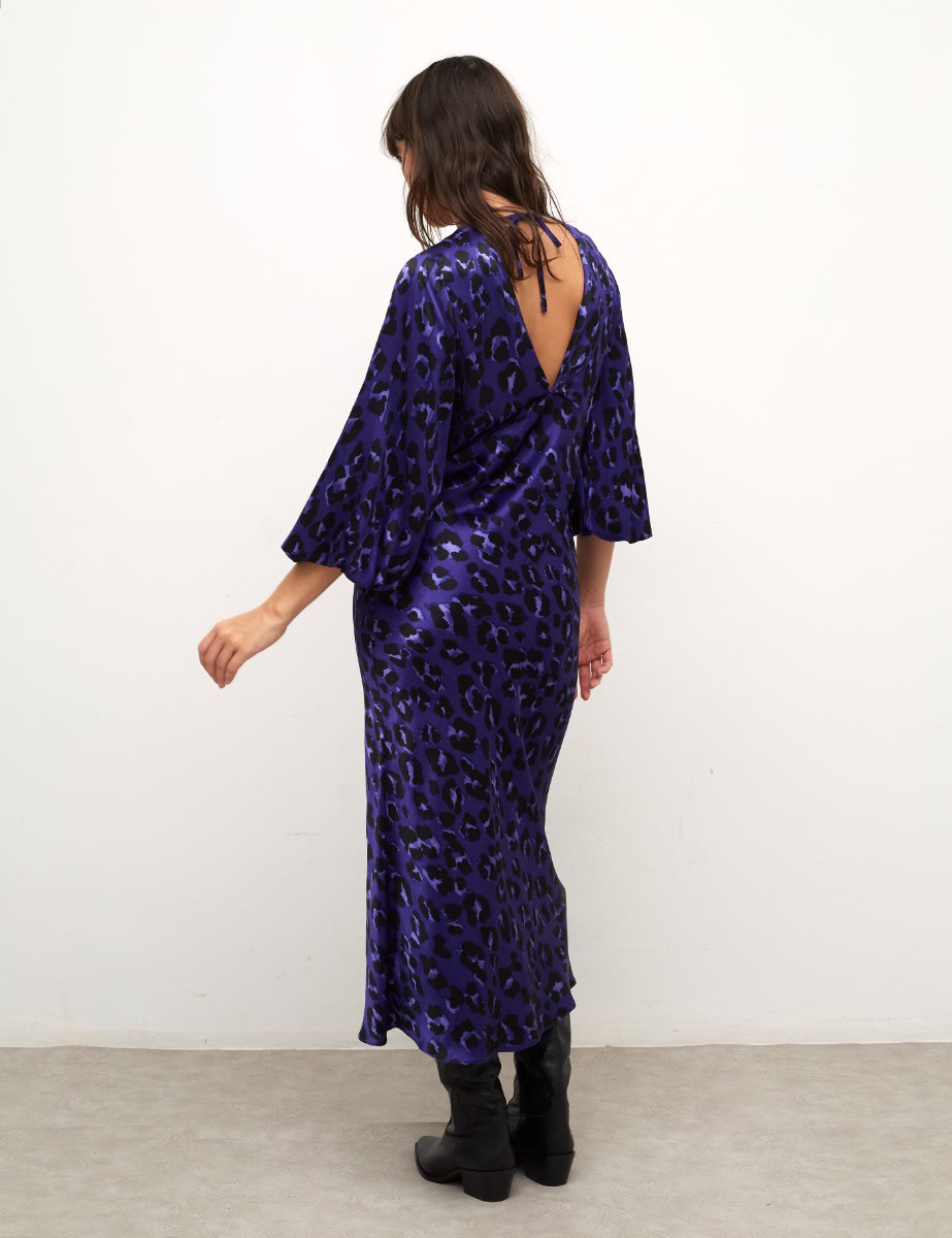 Ciara V Neck Satin Midi Dress