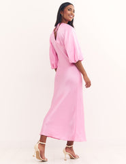 Ciara V Neck Satin Midi Dress