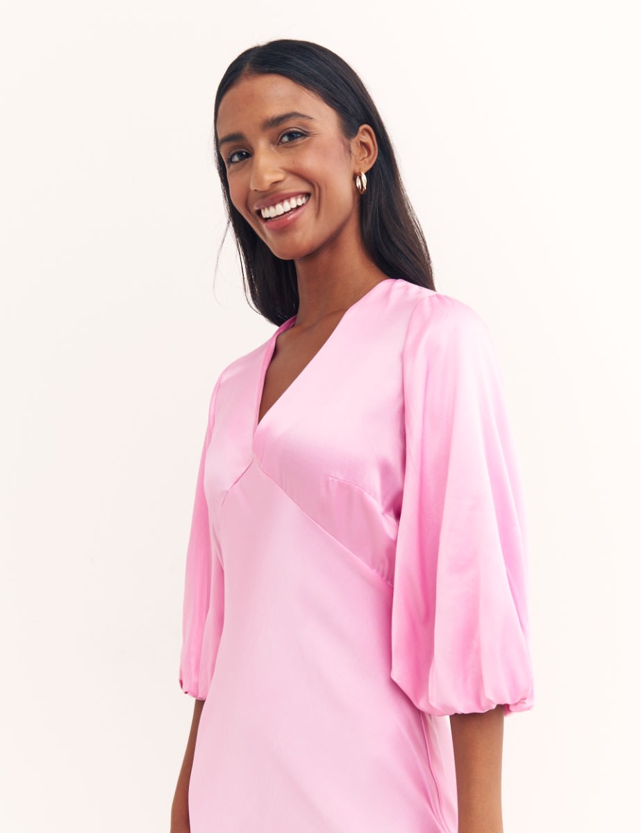 Ciara V Neck Satin Midi Dress