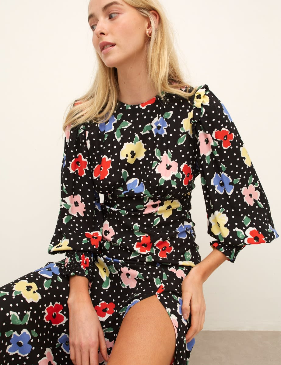 Safron Floral Ariana Midi Dress