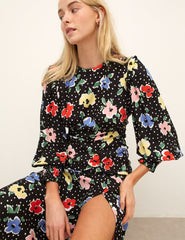 Safron Floral Ariana Midi Dress