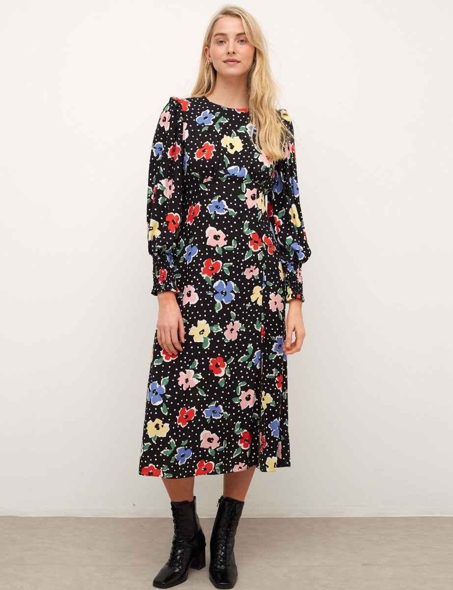 Safron Floral Ariana Midi Dress