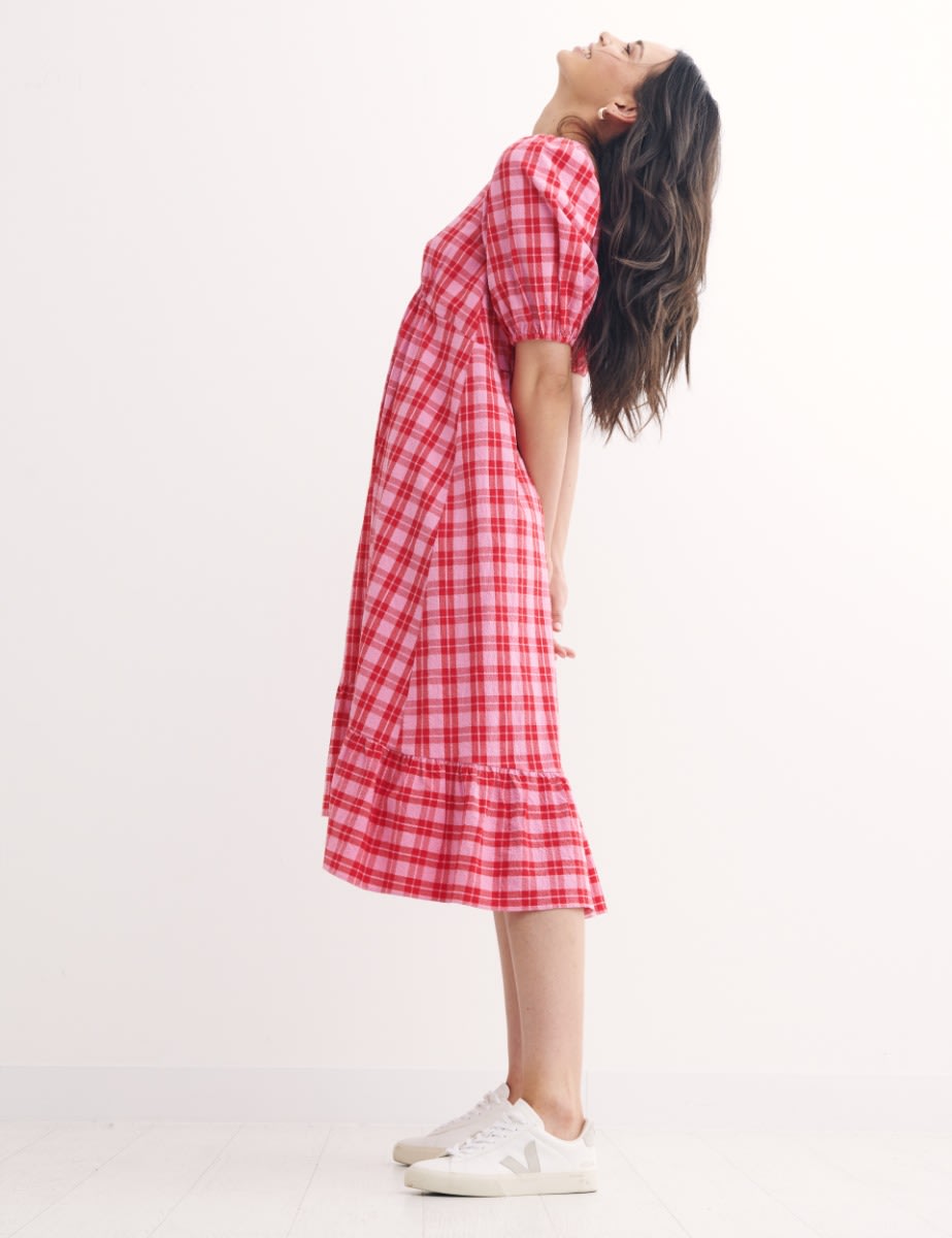 Red Check Ammie Midi Dress
