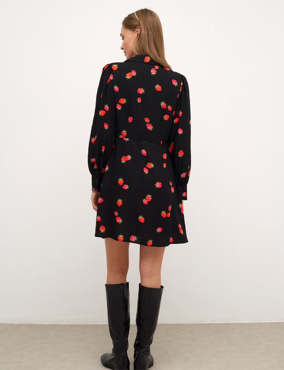 Abbey Strawberry Black Tessie Mini Dress
