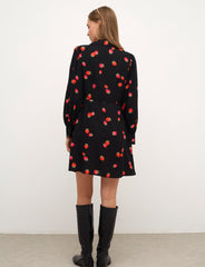 Abbey Strawberry Black Tessie Mini Dress