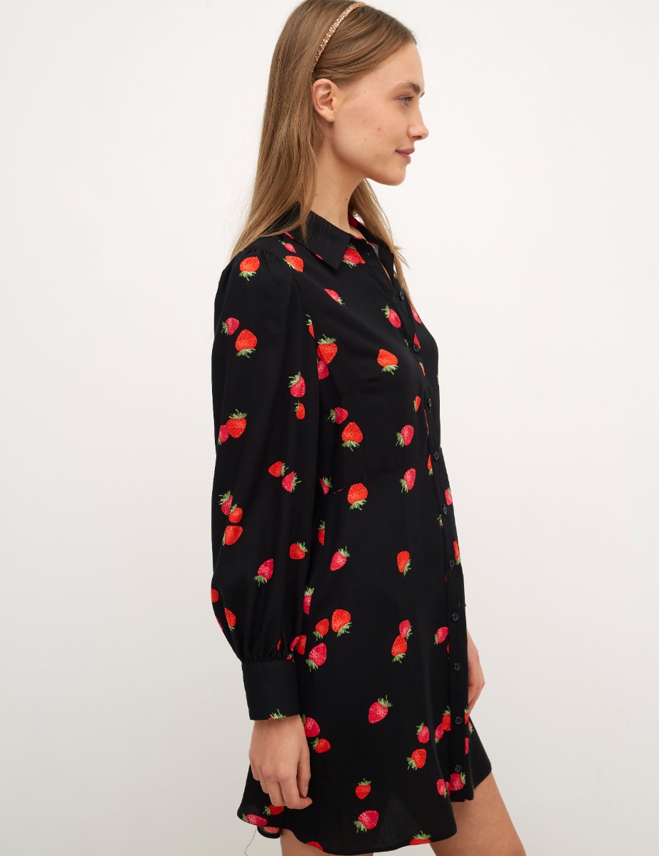 Abbey Strawberry Black Tessie Mini Dress