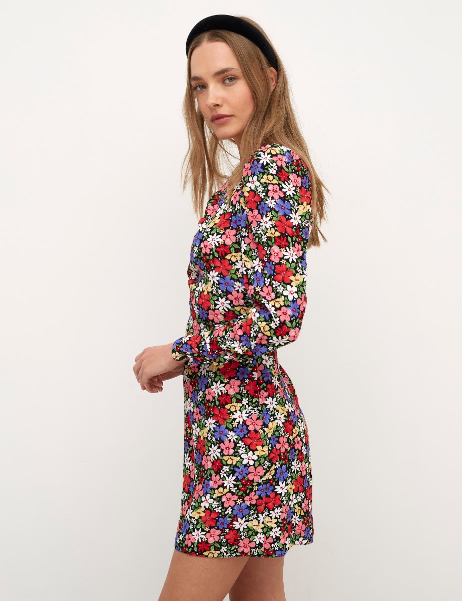 Madeline Floral Nicola Ruched Front Mini Dress