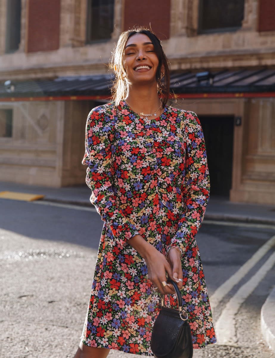 Madeline Floral Nicola Ruched Front Mini Dress