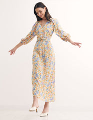 Multi Big Floral Lolita Midi Dress