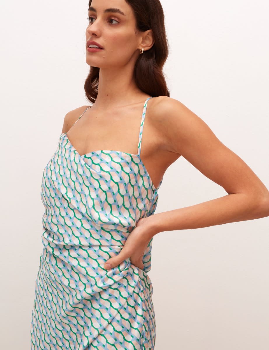 Multi Geo Print Kiki Slip Midi Dress