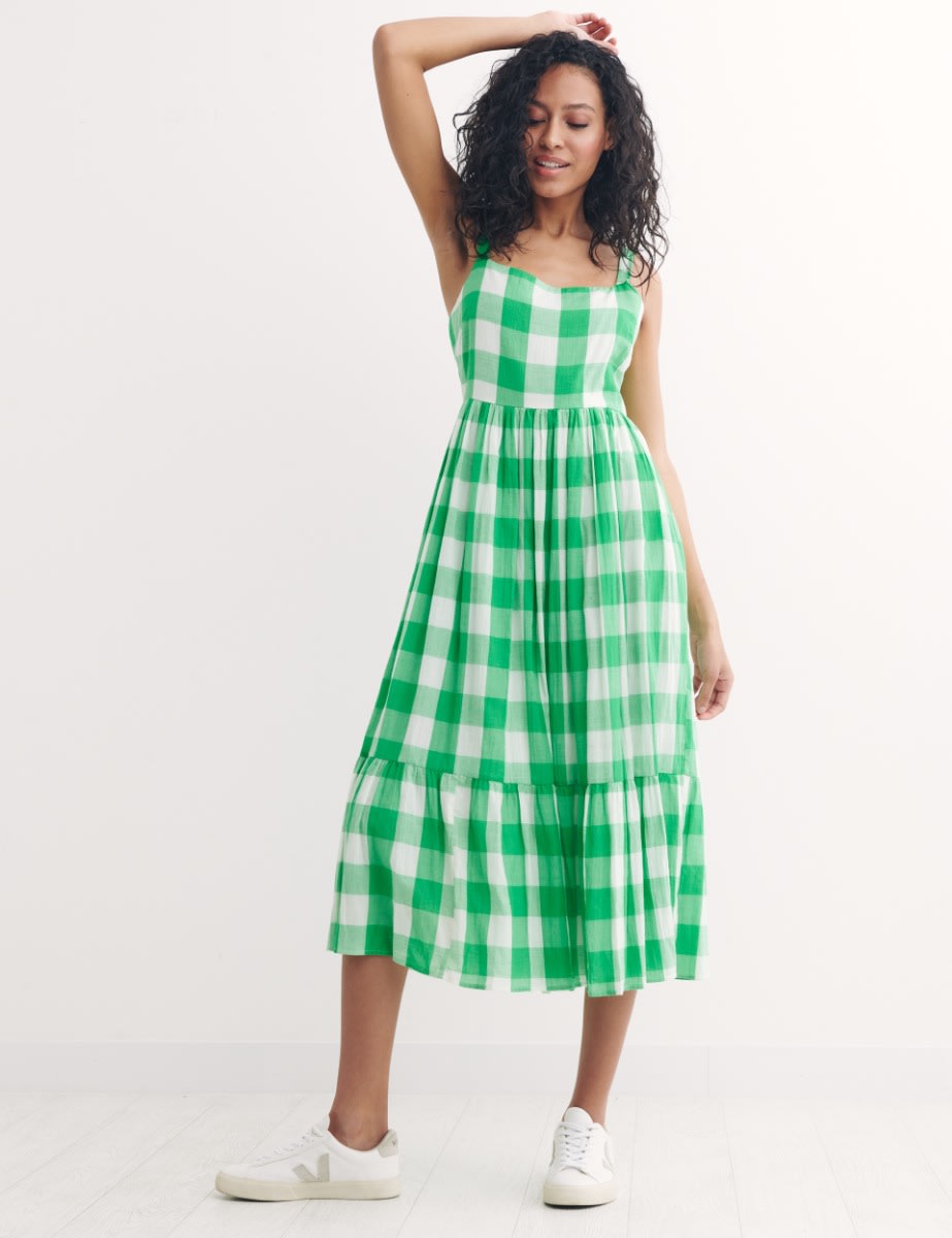 Green Check Eve Midi Dress