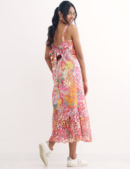 Pink Big Floral Margot Midi Dress