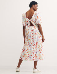 Multi Big Floral Print Loretta Midi Dress