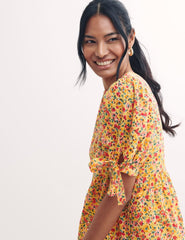 Yellow Ditsy Floral Ella Midi Dress