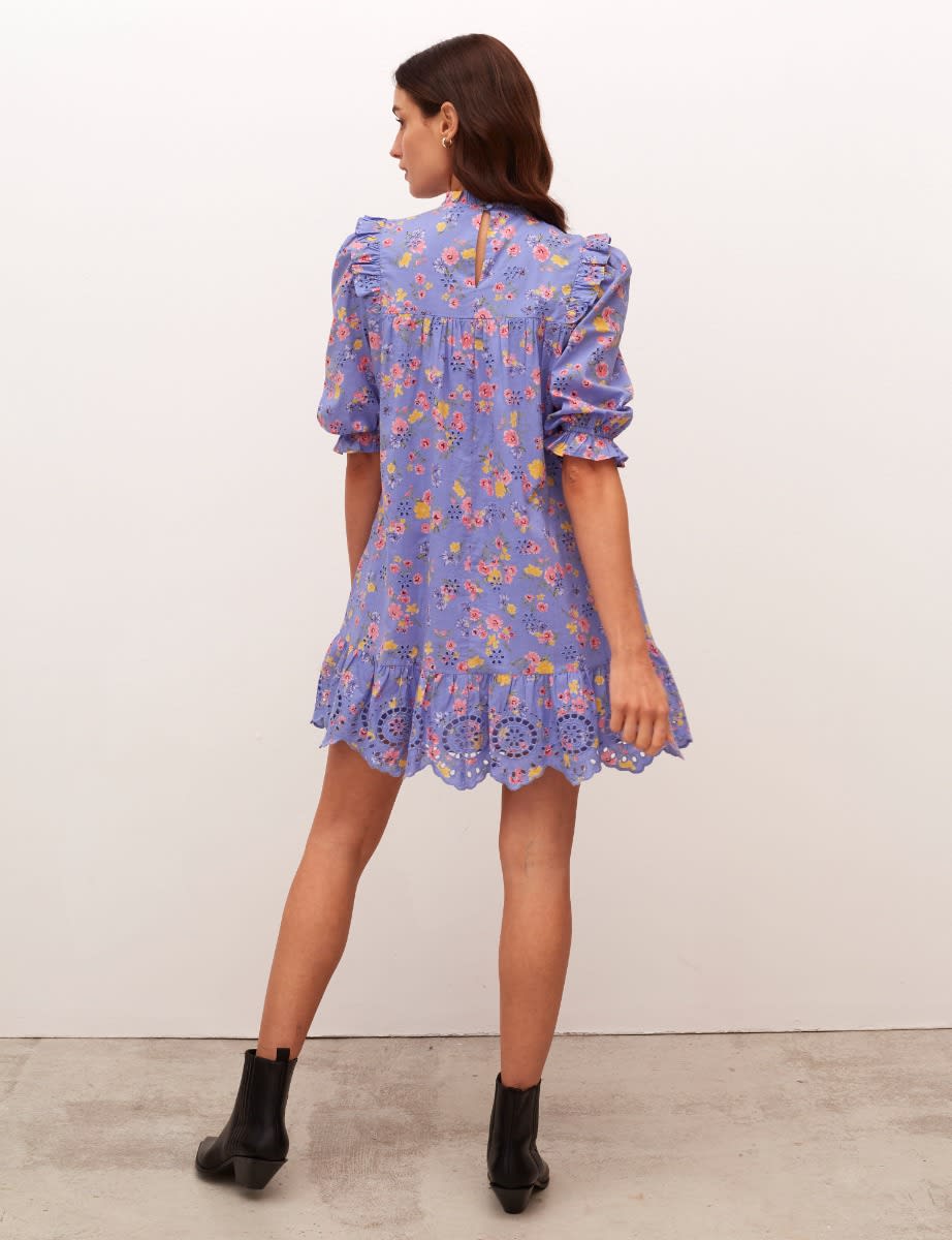Blue Big Floral Clara Mini Dress