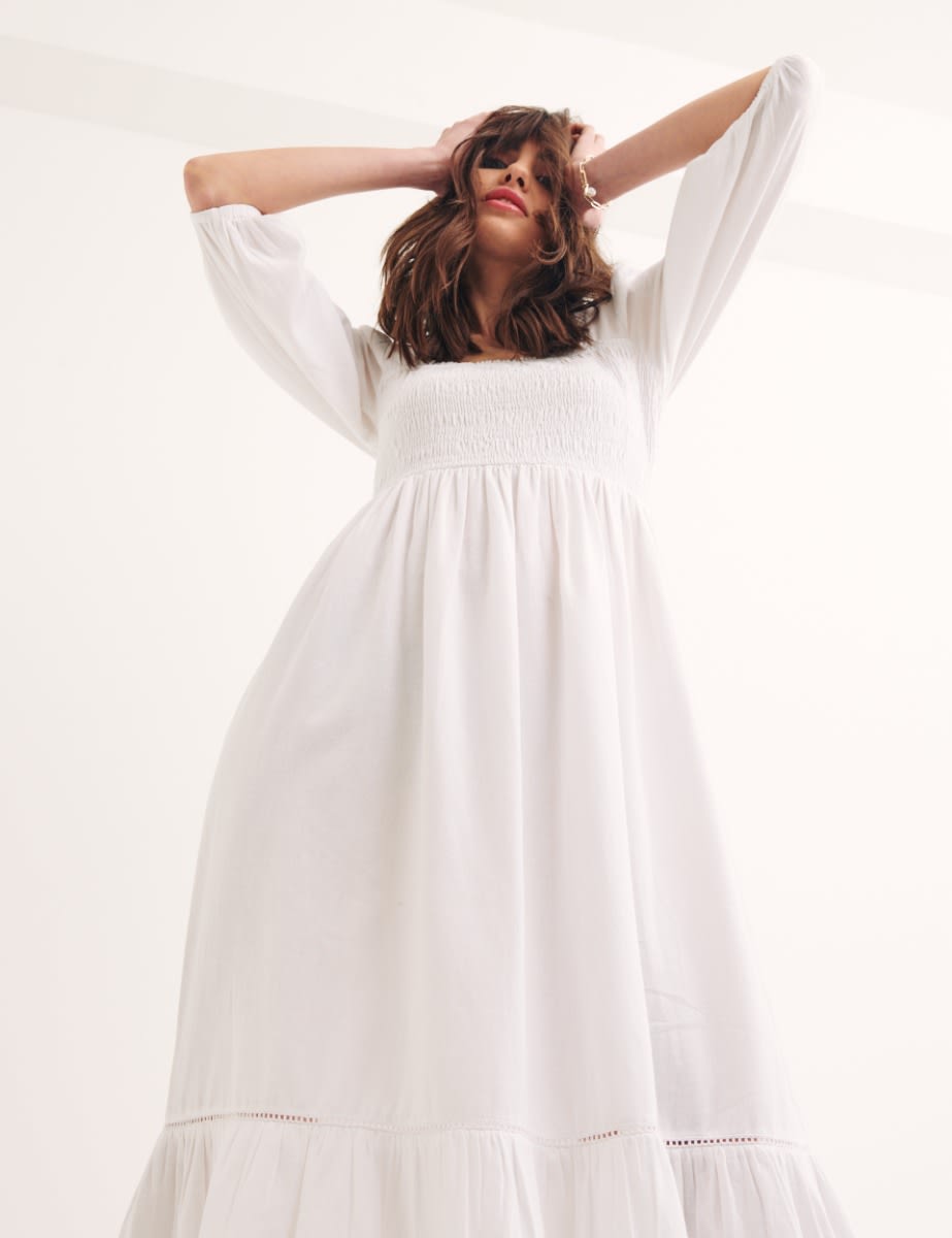 White Elsa Midi Dress