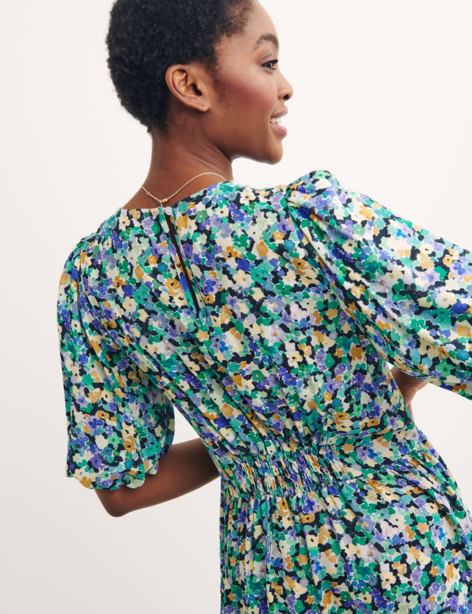 Multi Ditsy Floral Elsie Smock Midi Dress