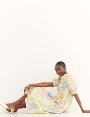 Multi Big Floral Rochelle Midi Dress