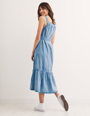 Blue Dew Strappy Midi Dress