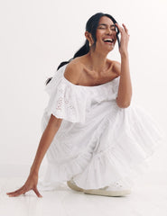 White Olivia Midi Dress