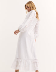 White Broderie Dahlia Cut Out Midi Dress