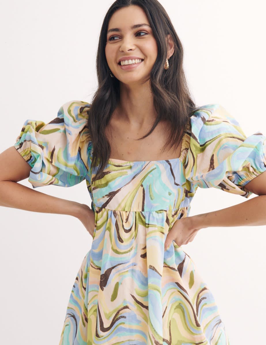 Multi Retro Print Eugenia Mini Dress