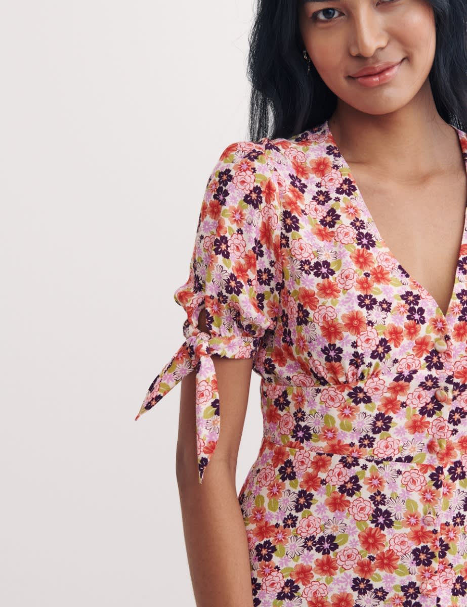 Pink Ditsy Floral Alexis Midi Dress