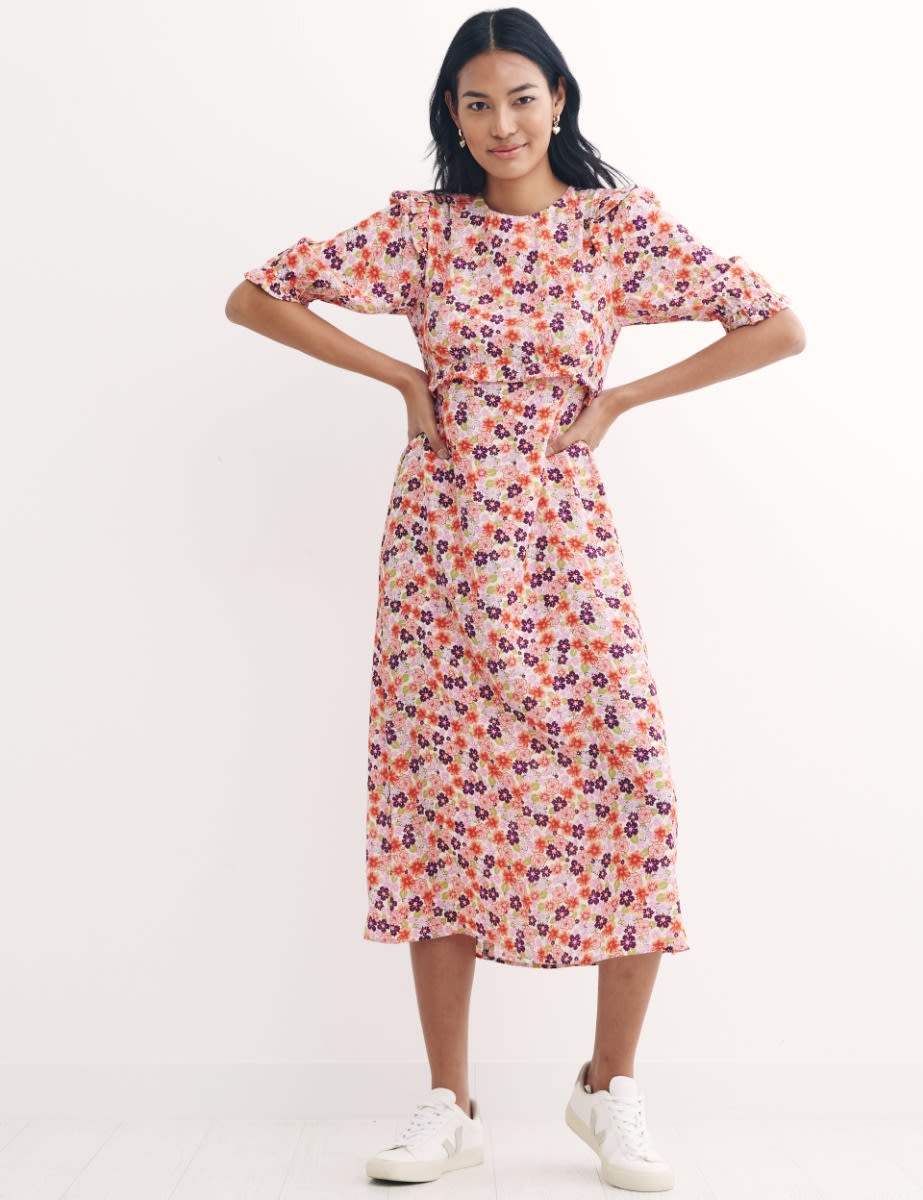 Pink Multi Ditsy Floral Felicia Midi Dress