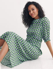 Green Geometric Print Felicia Midi Dress