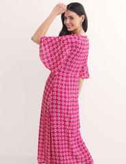 Pink Ditsy Floral Eva Midi Dress