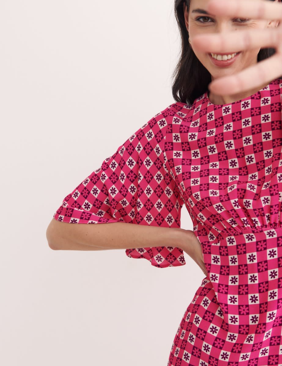 Pink Ditsy Floral Eva Midi Dress