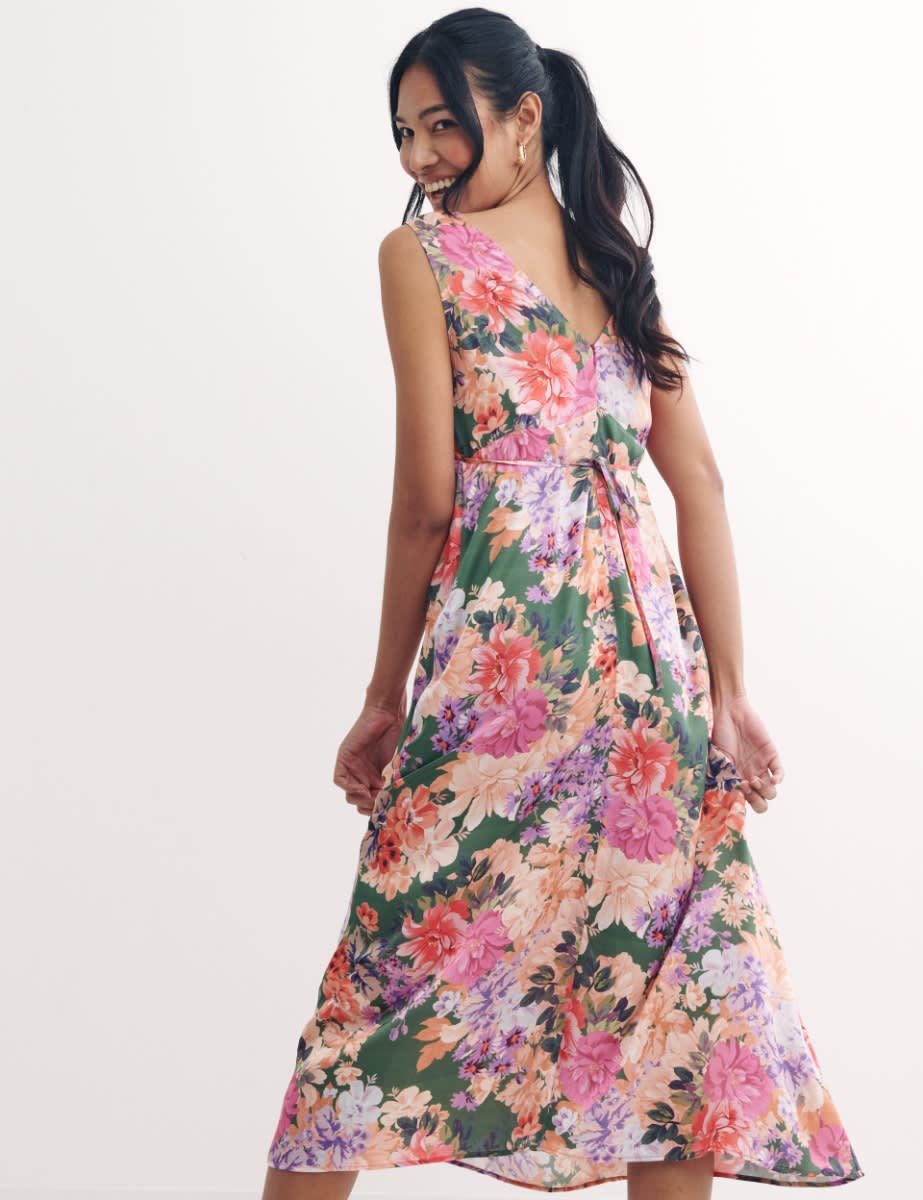 Multi Big Floral Helena Midi Dress