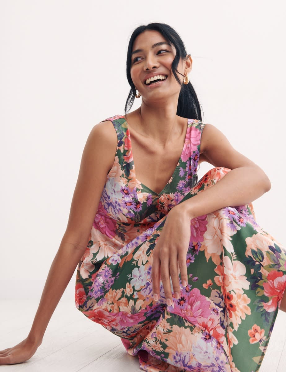 Multi Big Floral Helena Midi Dress