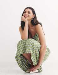 Green Geometric Melina Midi Dress