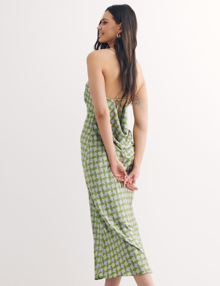 Green Geometric Melina Midi Dress