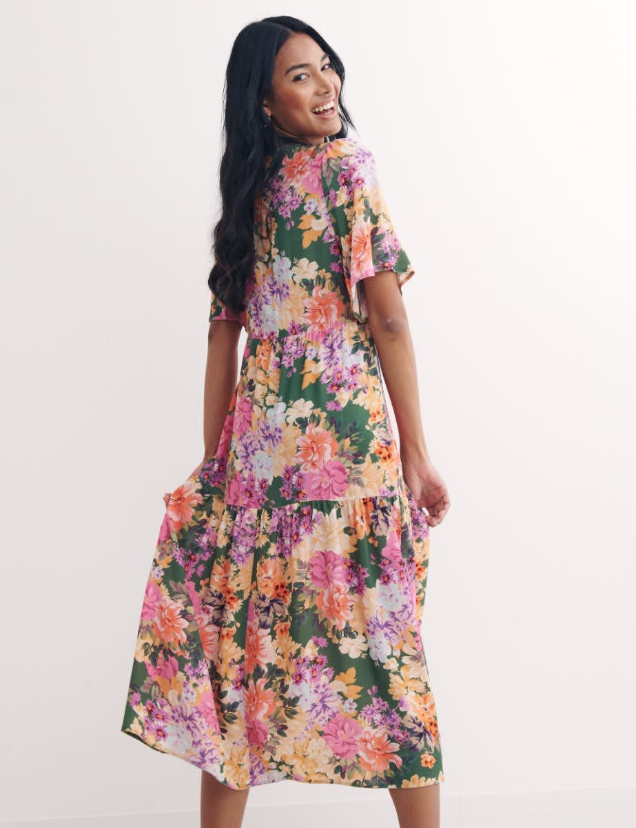 Ciara Bloom Green Clementine Midi Dress