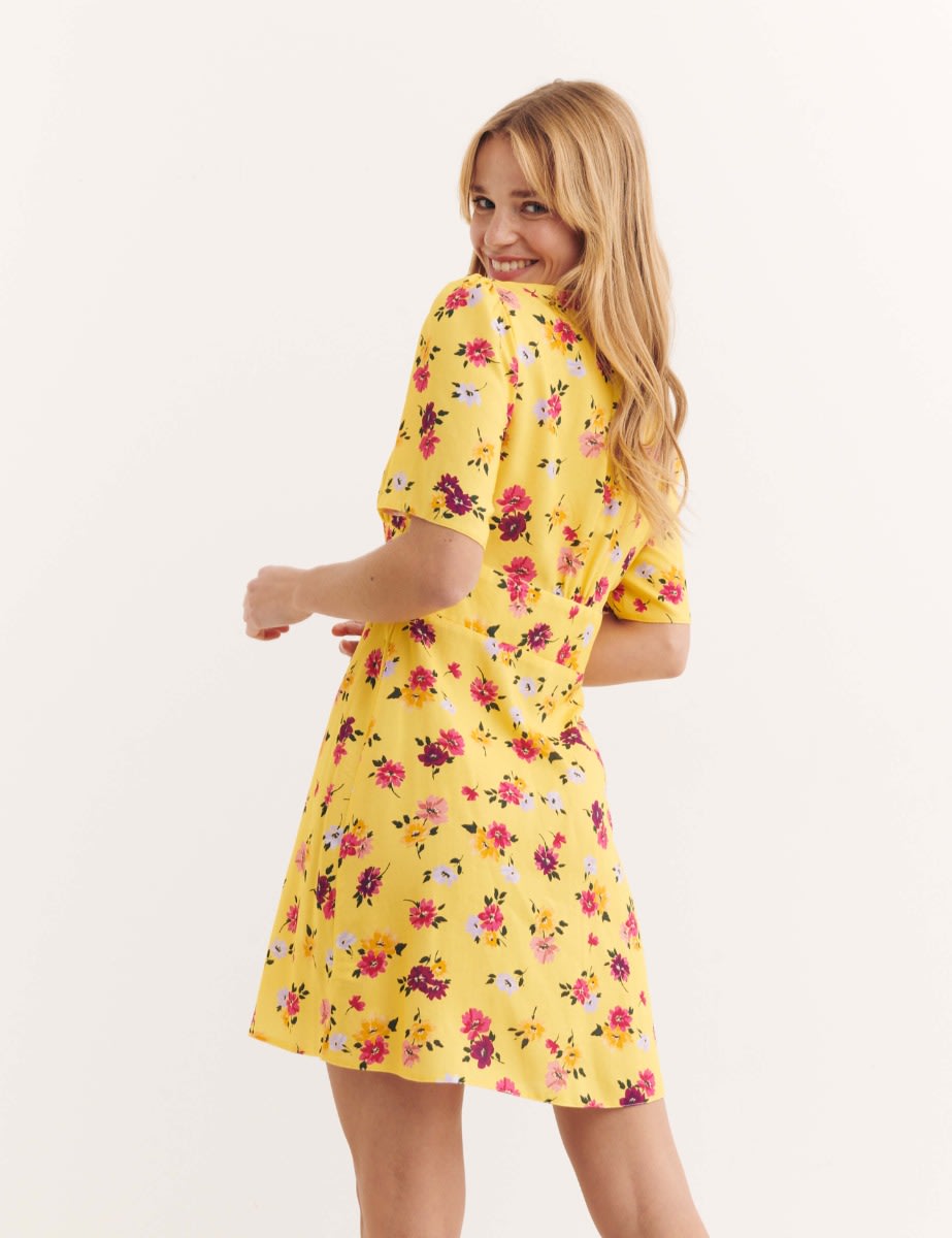 Yellow Big Floral Alexa Mini Dress