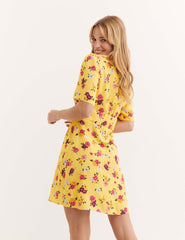 Yellow Big Floral Alexa Mini Dress