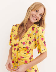 Yellow Big Floral Alexa Mini Dress