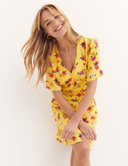 Yellow Big Floral Alexa Mini Dress